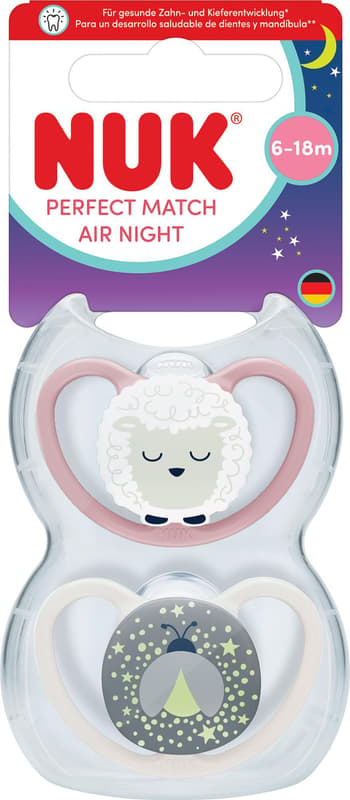 NUK pacifier Perfect Match AIR Night SHEEP 6-18m 2/BOX