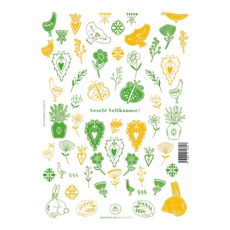 Be Nice Stickers Happy Easter green and yellow