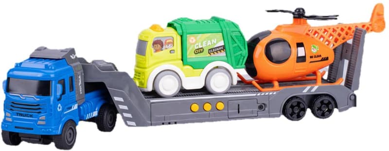 30cm BO "try me" plastic  friction powered truck w/sound & 2pcs of garbage vehicle in OTB