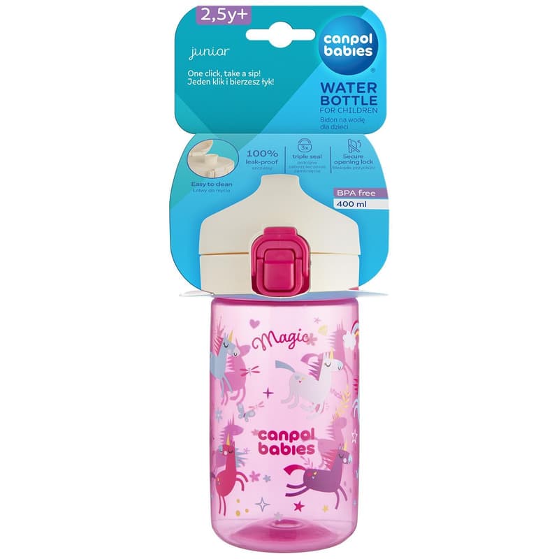 Canpol babies Water bottle for children 2,5y+ JUNIOR pink