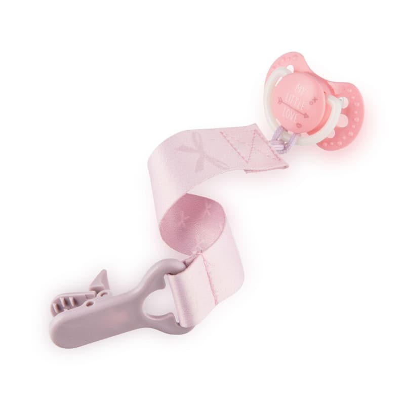 LOVI Baby Shower stužka na dudlík s klipem, růžová