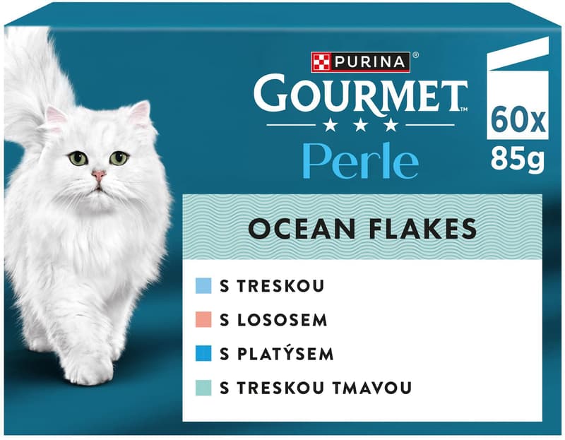 Gourmet Perle kapsičky pro kočky losos, treska, platýs, treska tmavá 60×85 g
