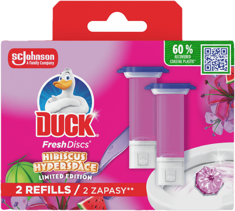 Duck Fresh Discs Hibiscus Hyperspace WC čistič, náplň 2×36 ml