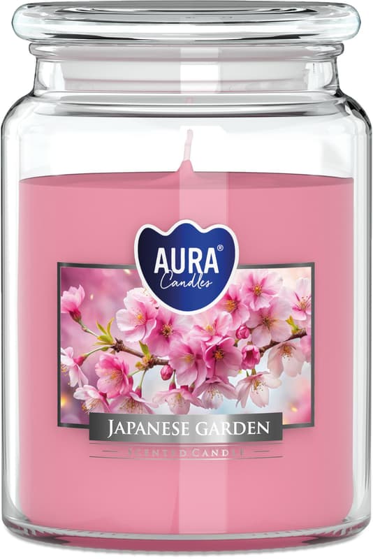 Big scented candle in glass with lid
