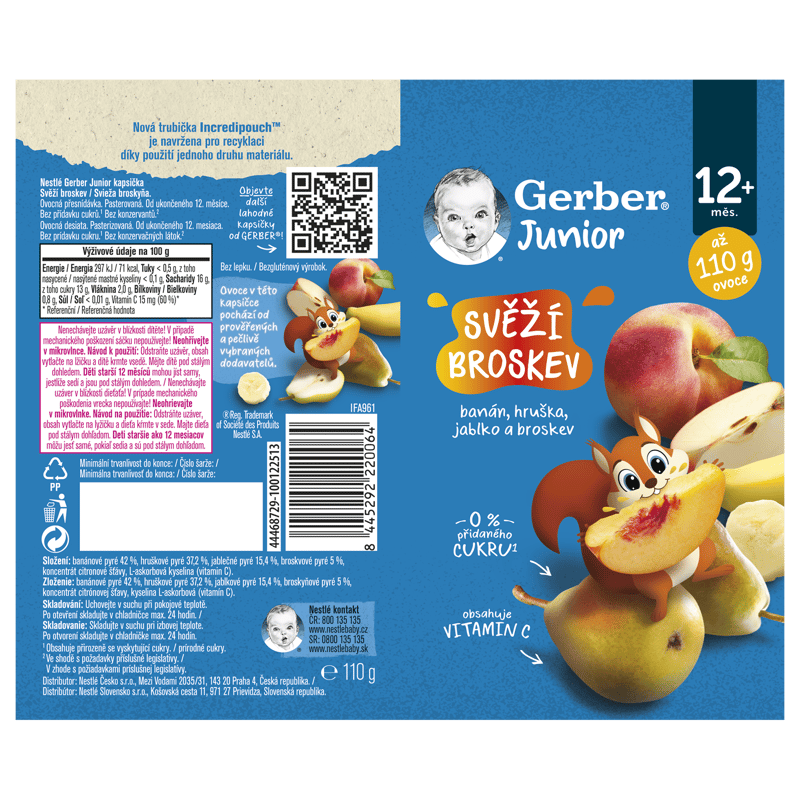 Gerber Junior kapsička svěží broskev