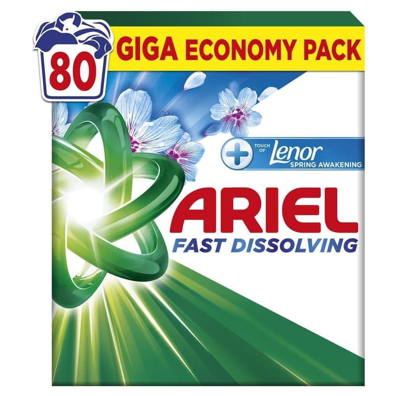 Ariel Washing Powder Laundry Detergent +Touch of Lenor Spring Awakening, 4.4kg, 80 Washes