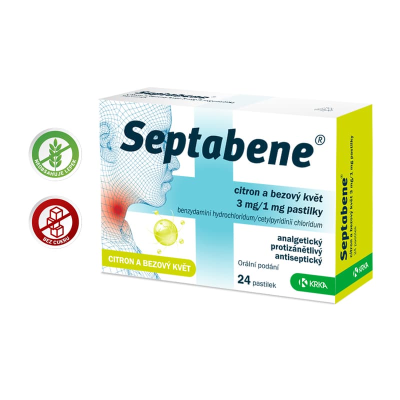 SEPTABENE CITRON A BEZOVÝ KVĚT 3MG/1MG pastilka 24
