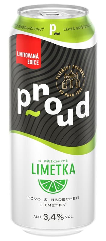 Proud pivo s dotekem limetky 4x0,5 l plech