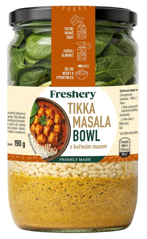 Freshery Tikka masala bowl s kuřecím masem (směs na přípravu pokrmu)