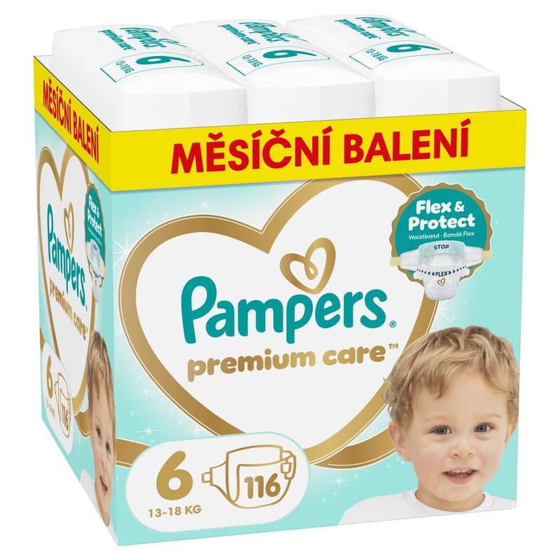 Pampers Premium Care Size 6, 116 Nappies, 13kg-18kg