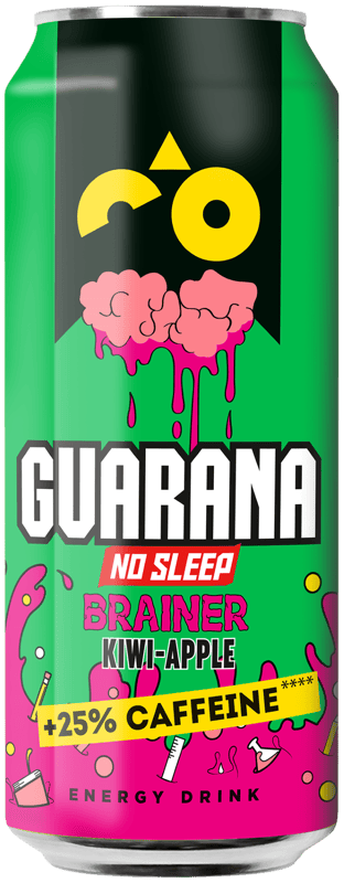 Guarana Kiwi a jablko brainer energetický nápoj plech