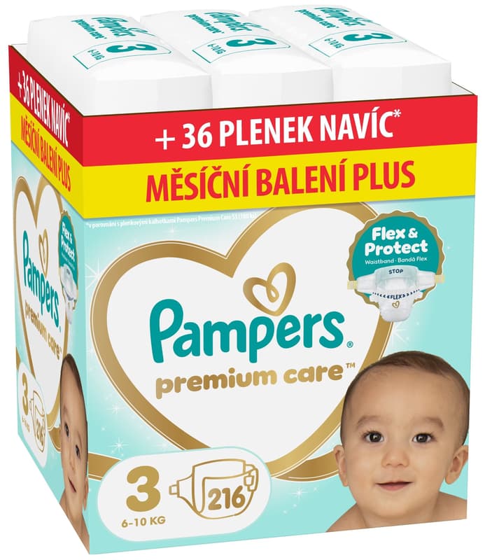 Pampers Premium Care Size 3, 216 Nappies, 6kg-10kg