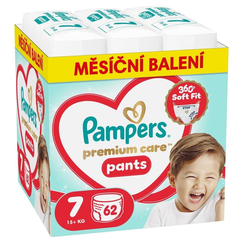 Pampers Premium Care Pants Size 7, 62 Diapers, 15kg+