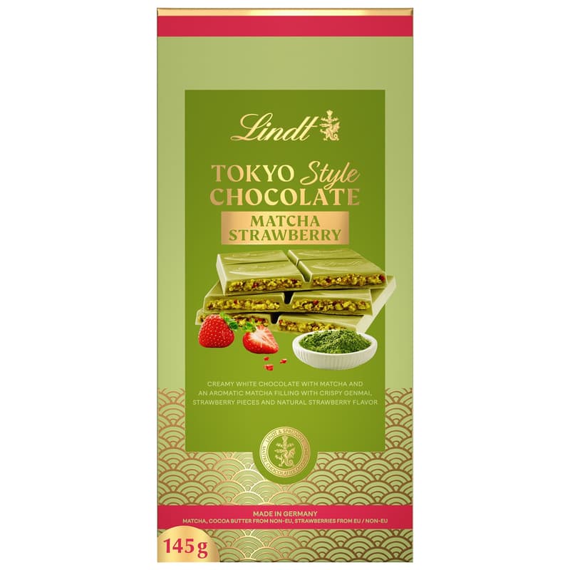 Lindt Chocolate Tokyo Style White Chocolate with Matcha and Strawberry Pieces