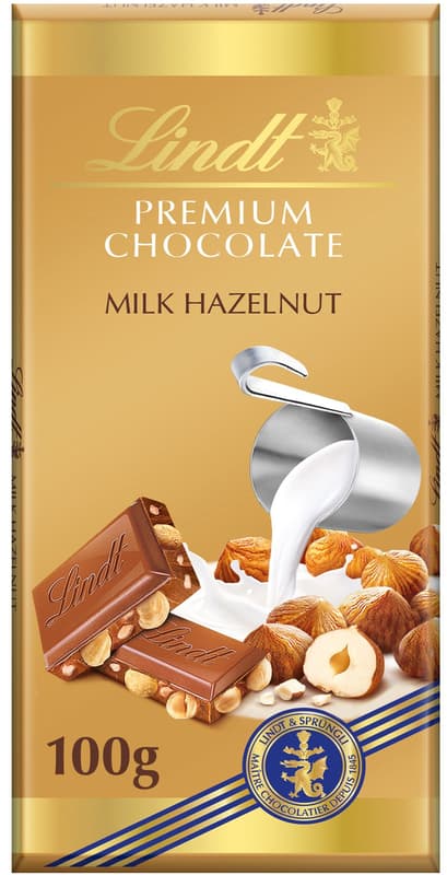 Lindt Gold Tablet Premium Milk Chocolate with Whole Hazelnuts
