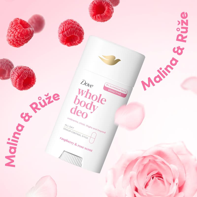 Dove Malina & Růže tuhý deodorant na celé tělo