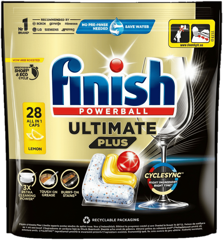 Finish Ultimate Plus dishwasher capsules – Lemon 28 pcs