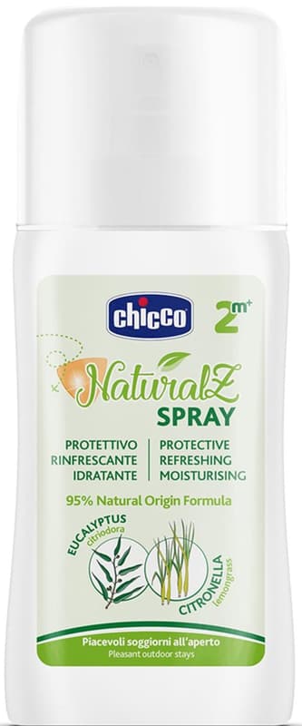 Chicco Mosquito Repellent Spray, protective and refreshing, 95% natural ingredients, 100 ml, 2m+