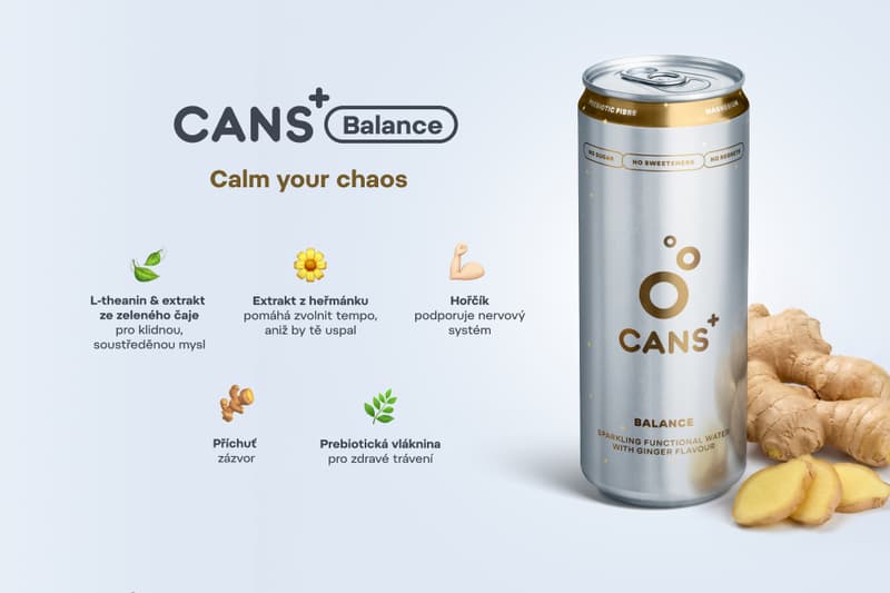 Cans+ Balance Perlivý funkční nápoj se zázvorovou příchutí