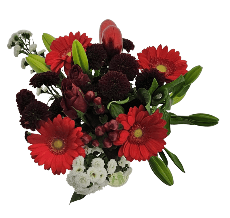 Kytice červeno-bílá s liliemi