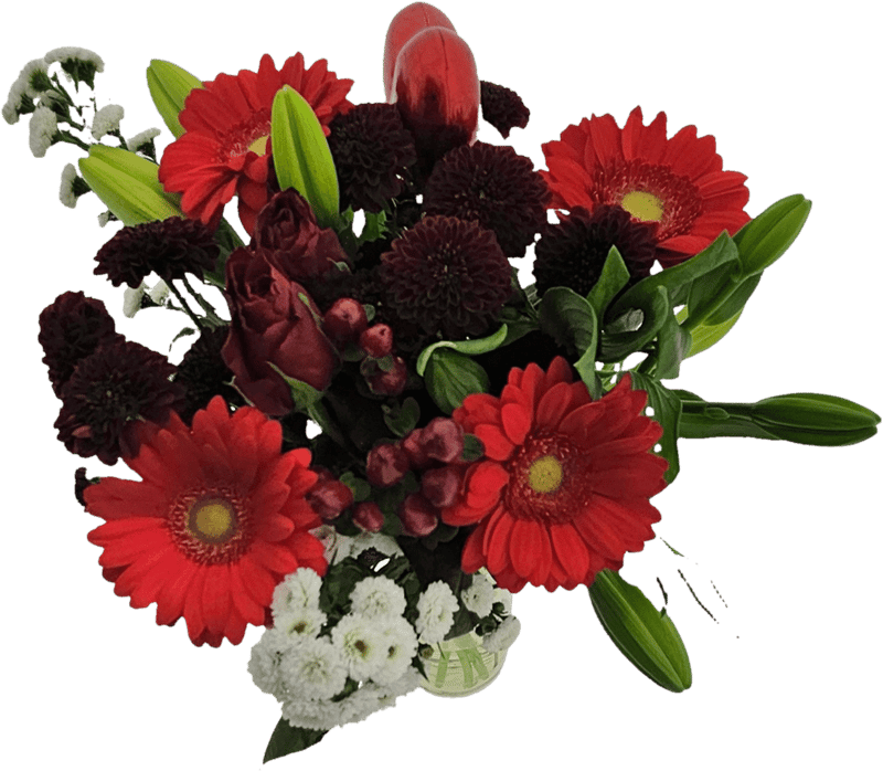 Kytice červeno-bílá s liliemi