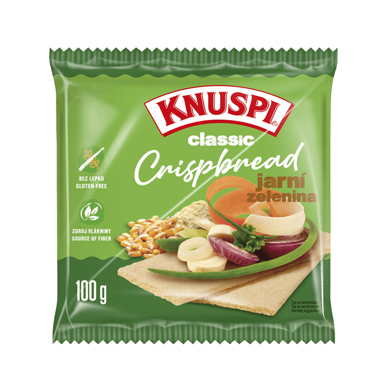 Knuspi Crispbread jarní zelenina křehký plátek