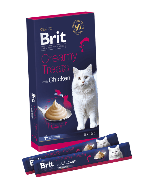 Brit Premium by Nature krémové odměny pro kočky s kuřecím 6×15 g