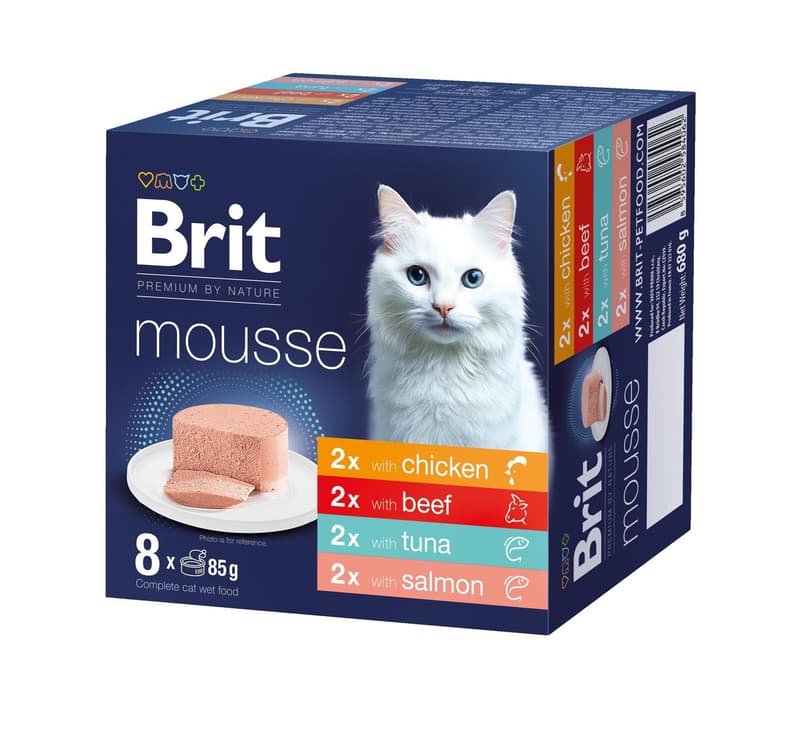 Brit Premium by Nature mousse jemá paštika pro kočky 8×85 g