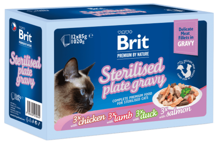 Brit Premium Sterilised filety v omáčce pro kočky 12×85 g
