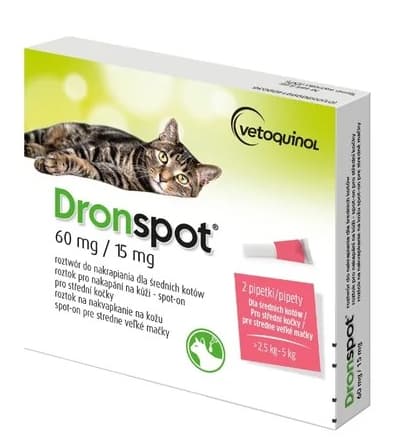 Dronspot 60mg/15mg spot-on střední kočky 2x0.7ml