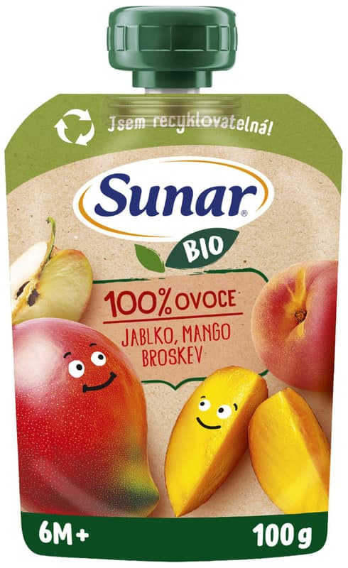 Sunar BIO Ovocná kapsička jablko, mango, broskev
