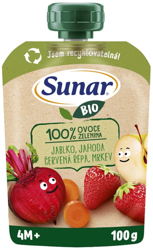 Sunar BIO Fruit and vegetable pouch apple, strawberry, beetroot, carrot