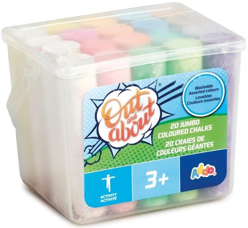 Large sidewalk chalks in a bucket, 20 pcs