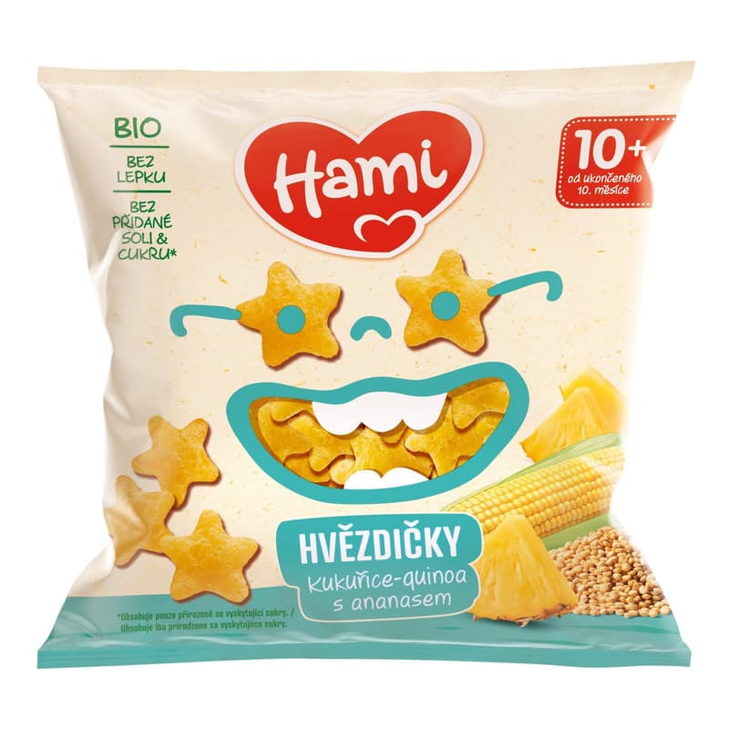 Hami BIO Hvězdičky kukuřice a quinoa s ananasem
