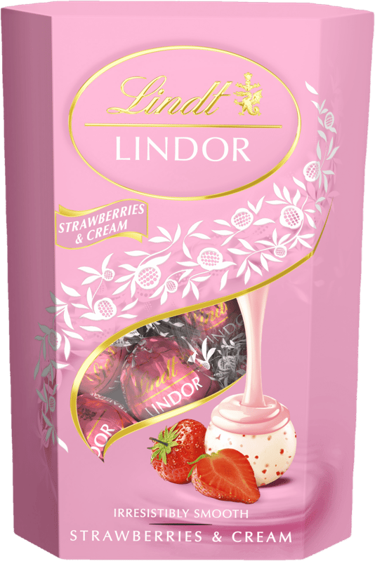 Lindt LINDOR Bonboniéra limitovaná edice pralinek s krémovou jahodovou příchutí