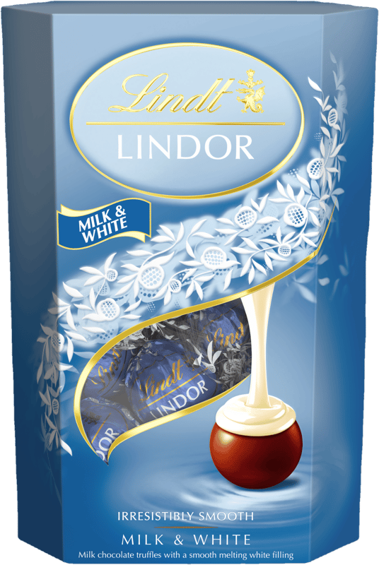 Lindt LINDOR Bonboniéra limitovaná edice pralinek s bílou a mléčnou čokoládovou náplní
