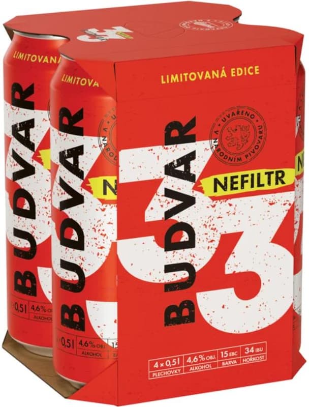 Budvar 33 Pale lager unfiltred 4×0,5 l can