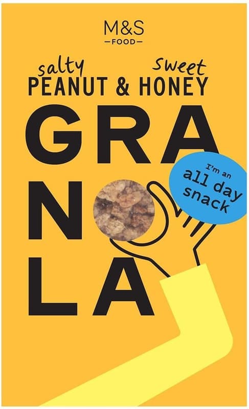 Marks & Spencer Granola z celozrnných ovesných vloček pečených s medem, směsí semínek a praženými arašídy