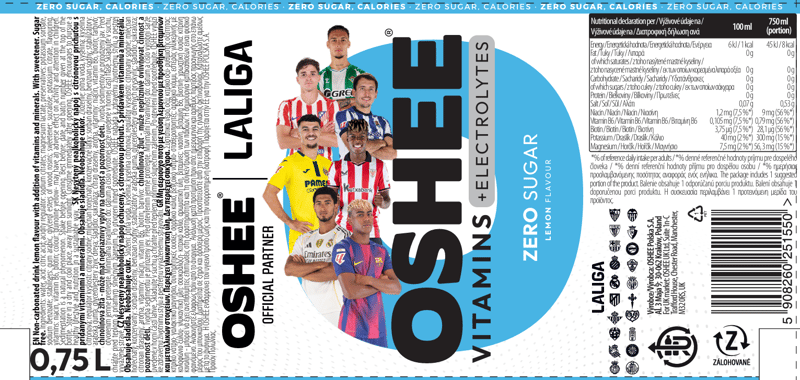 Oshee Sport Drink Lemon Zero