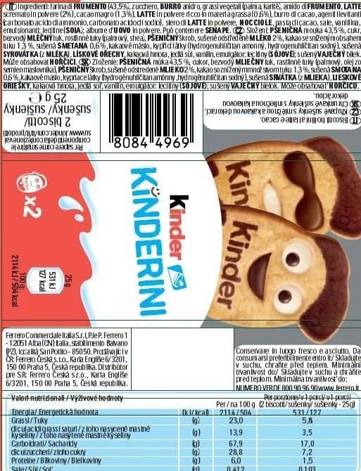 Kinder Kinderini sušenka s mléčnou čokoládou