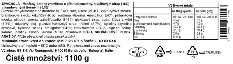 G7 Mražený dort se smetanovou zmrzlinou a višněmi