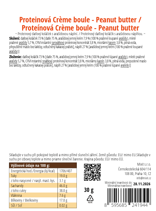 Mixit Protein Crème boule peanut butter