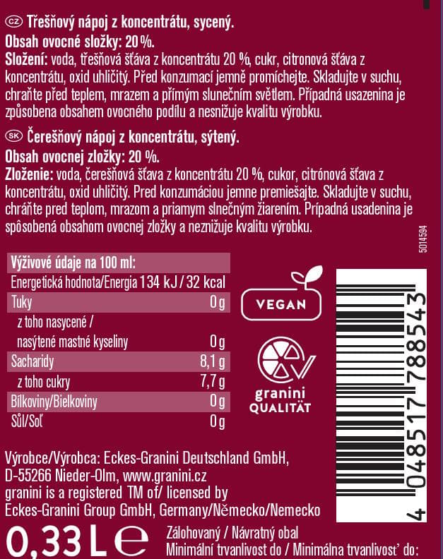 Granini Schorle Cherry Fruit Drink glass