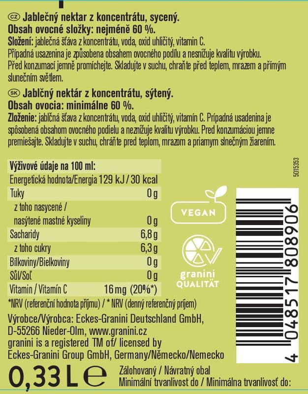 Granini Apple Spritzer Fruit Drink glass