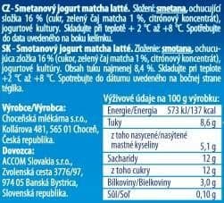 Choceňská mlékárna Choceňský smetanový jogurt matcha latte