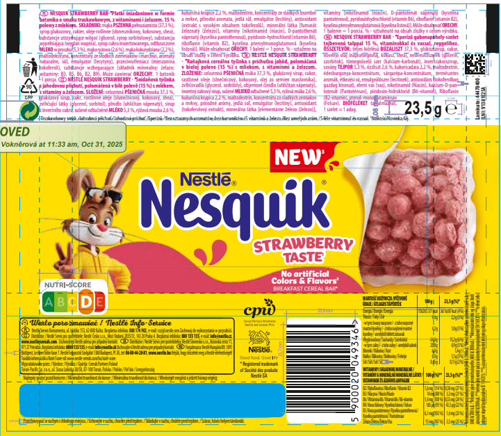 Nesquik strawberry-flavoured bar 23. 5 g