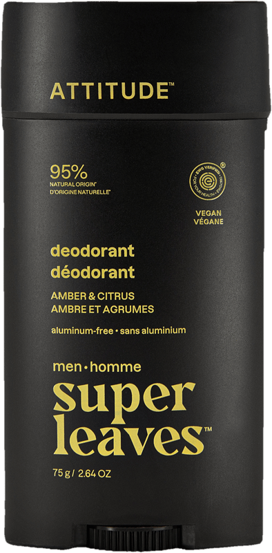 Men’s aluminum-free deodorant Attitude Super Leaves - amber & citrus