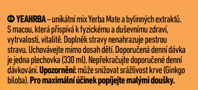 YEAHRBA Mate energy Original perlivá – plech