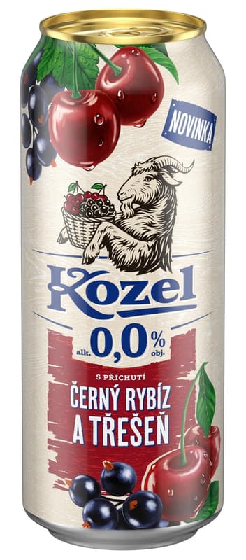 Velkopopovický Kozel Nealkoholické pivo Černý rybíz a Třešeň 4×0,5 l plech
