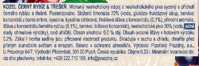 Velkopopovický Kozel Nealkoholické pivo Černý rybíz a Třešeň 4×0,5 l plech